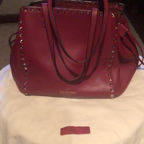 Valentino Rockstud Burgundy Bag - Picture 7 of 8